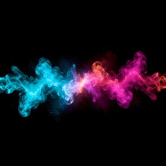 Colorful wisps of smoke intertwine on a black background