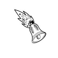 Holiday Bell Ornament Featuring a Whimsical Flame and Sparkling Stars