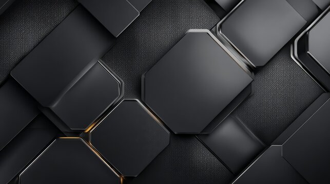 Modern black hexagonal geometric pattern background design - Powered by Adobe