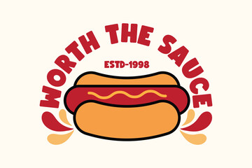 Retro Hot Dog Fast Food Logo Design
