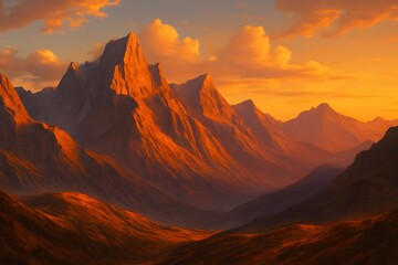 Naklejka premium Mountain Landscape with Sunset