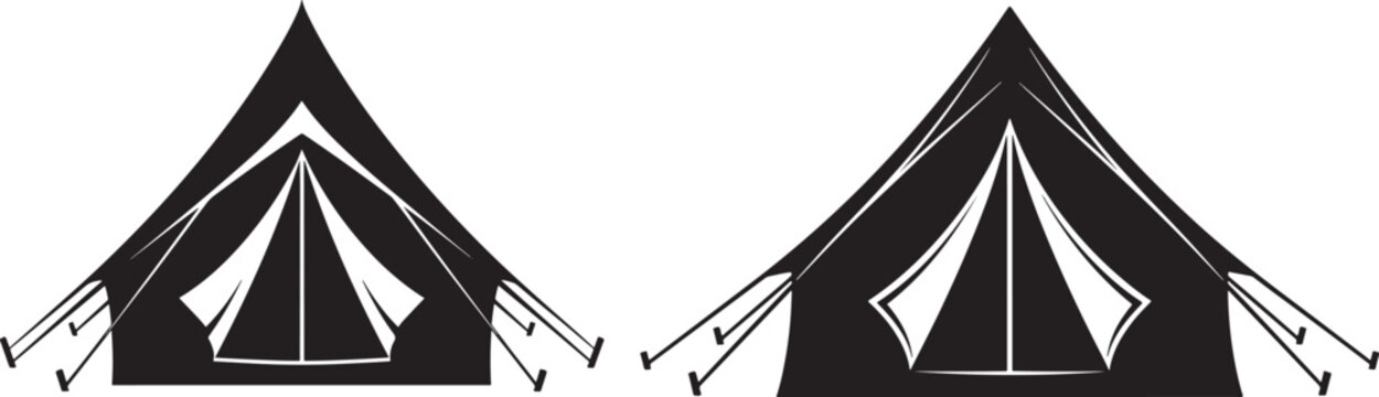 Two bell tents silhouette for camping adventure