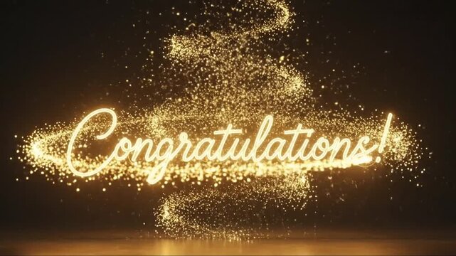 Animated Congratulations Text with Sparkling Gold Particles for Special Achievements