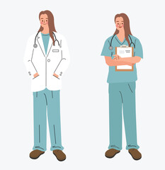 Fototapeta premium Flat Illustration of Female Medical Professionals