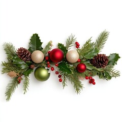 Celebration theme festive christmas decor arrangement from a top-down perspective