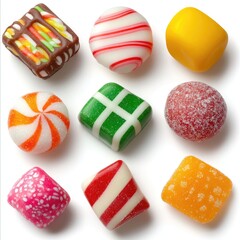Sweet indulgence colorful candy assortment in a bright food photography setting