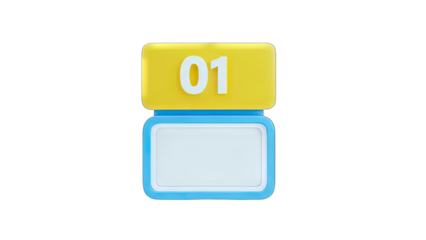 Number 01 on a Calendar Display - Isolated