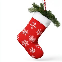 Festive holiday stocking with snowflakes cozy home decoration warm atmosphere close-up view