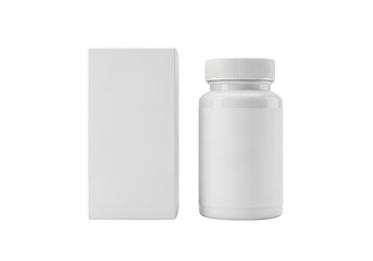 White bottle and box isolated on transparent background