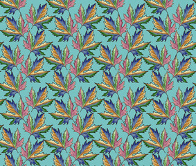 Seamless century leaf design. Beautiful all-over leaf background. 