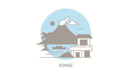 Naklejka premium Kimbe Bay's Volcanic Beauty A Tranquil Island View of Papua New Guinea's Coastal Wonder