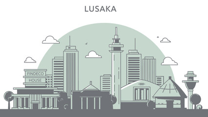 Obraz premium Lusaka City Skyline A Minimalist Illustration of Zambia's Capital City Architecture