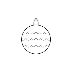 Christmas ornament bauble ball with a wavy pattern tree decoration clip art hand drawn black and white 