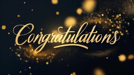 Elegant golden congratulations animation for achievements and special occasions with particle - Powered by Adobe