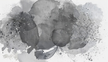 A dramatic monochrome watercolor splash background featuring layered tones, organic shapes, and expressive splatter textures. Ideal for modern design, artistic layouts, and creative projects.