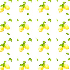 Watercolored lemon design seamless pattern