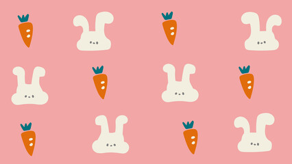 動画配信用の背景76　かわいいウサギとニンジンの背景