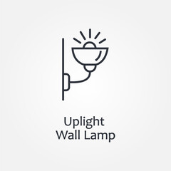 Vector illustration of modern wall lamp. Line icon of uplight sconce. Home & office lighting. Isolated object on white background.