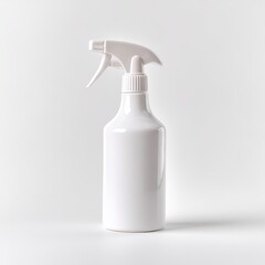 Vibrant photo of White plastic spray bottle with trigger sprayer, isolated on white background
