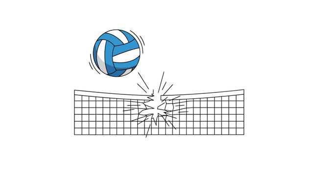 Sports Ball Smashing Through Net Action Illustration For Game Enthusiasts Dynamic Competition Concept