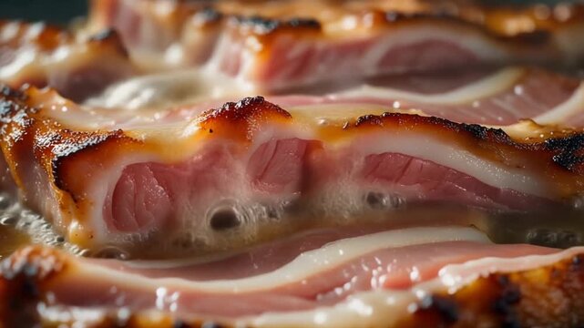 Thick Samgyeopsal Grilling on a Hot Plate