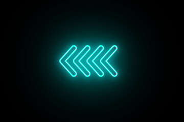 Neon arrow icon on black background. left Arrow icon sign symbol background. Indicator symbol. arrow icon on black background. Road sign. Stairs symbol.