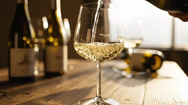 Pouring White Wine A Taste of Elegance and Sophistication.