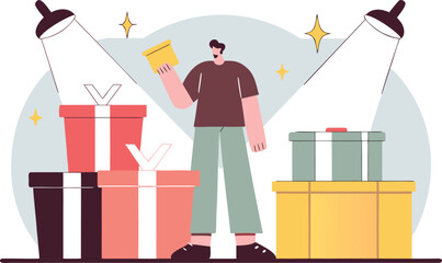 Delivering joy brightens holidays with surprise gifts and festive cheer, perfect for marketing, greeting cards, and celebrations of giving