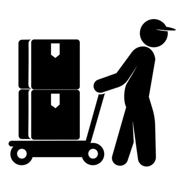 silhouette of a man pulling a cart