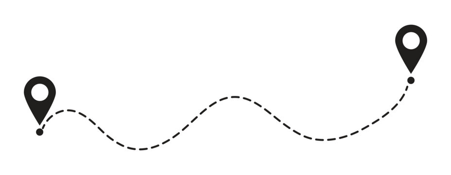 Dot line path route travel banner illustration with location map pin icon. Route location icon two pin sign and dotted line.Vector illustration. 
