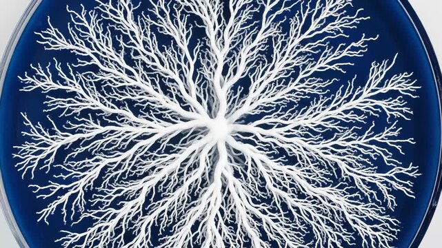 Mycelium Growing in Petri Dish Time Lapse, Network Expansion