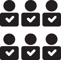 Approved Individuals: A simple, bold graphic conveys the idea of approved persons, represented by stylized human figures with checkmarks, indicating confirmation or acceptance.