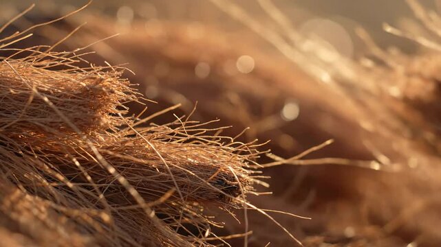 CloseUp of Coir Fiber Texture with Natural Light.