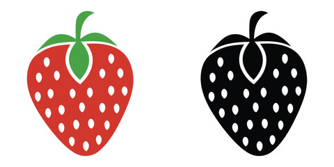 Strawberry vector illustration, Garden strawberry fruit vector icon, Red strawberry. strawberry silhouette