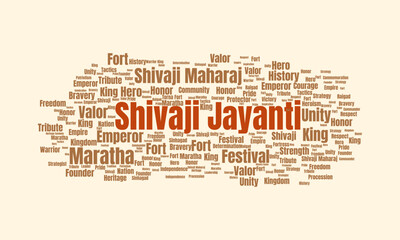 Word Cloud Illustration of Shivaji Jayanti Celebration of Historical Figure