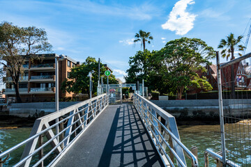 Fototapeta premium Drummoyne ferry wharf is located on the southern side of the Parramatta River serving the Sydney suburb of Drummoyne.