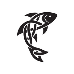 simple celtic knot fish black on white background