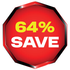 64 Percent Save Red Octagon Sale Sign discount promotion
