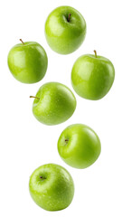 alling green juicy apple isolated on transparent background
