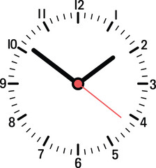 Minimal analog clock illustration, modern wall clock design, time concept graphic, clean clock face with hands, simple timekeeping vector art