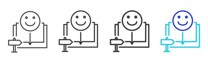 Welcome Guide icon set in creative outline style for business featuring multiple thickness variations suitable for modern office toolkit and pro visual identity design