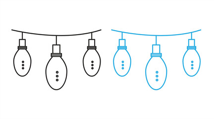 Christmas lights string silhouette vector icon, eps 10, vector illustration