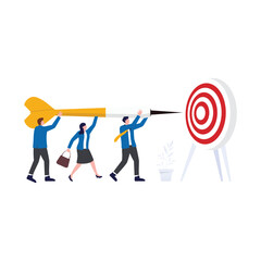 Team business goal, teamwork collaboration to achieve target with dart aiming on bullseye target