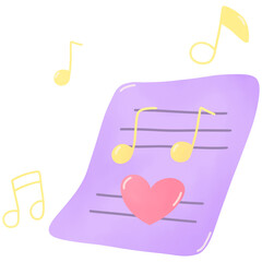 Sweet Love Music Elements Cute Pastel Romantic Set
