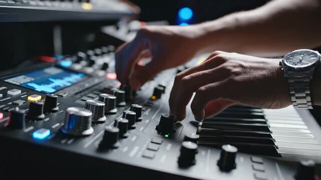 Crafting Electronic Music Hands on Synthesizer in Studio.
