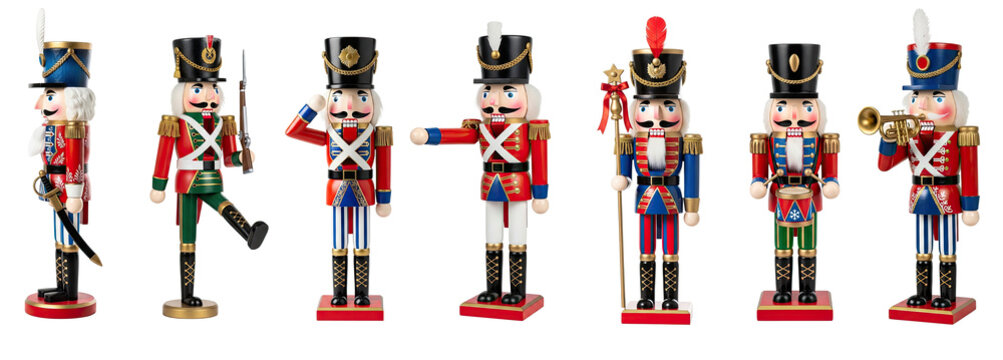 Collection of nutcracker with different variouse position and gesture png transparent background