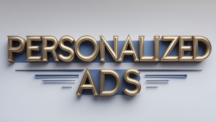 Golden 3D text of 'Personalized Ads' on a clean white background with subtle shadows