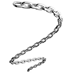 Zigzag folded steel chain shape isolated