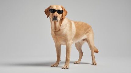  a well-groomed Labrador Retriever with a stylish model trim,