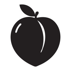 Peach Fruit Silhouette Icon – Minimal Vector Stone Fruit Symbol for Food and Skin Care Design